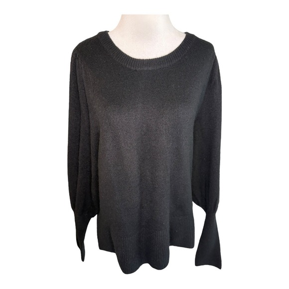 CeCe Black Sweater Women's Large Long Sleeve Casual Cozy Knit Pullover NWOT - Picture 1 of 7